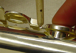 Feeler guage in use - place instrument on bench and close key with index finger